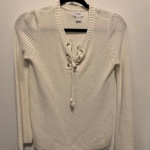 Old Navy White Tie Front Knit Sweater